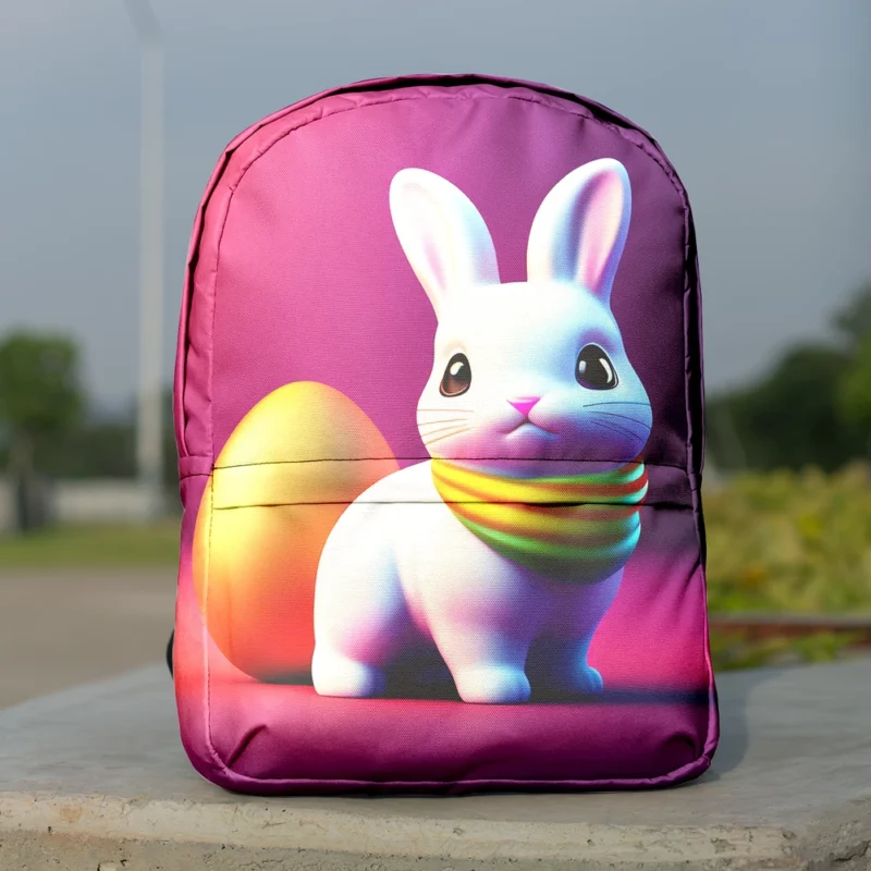 Bunny Wearing Easter Scarf Minimalist Backpack