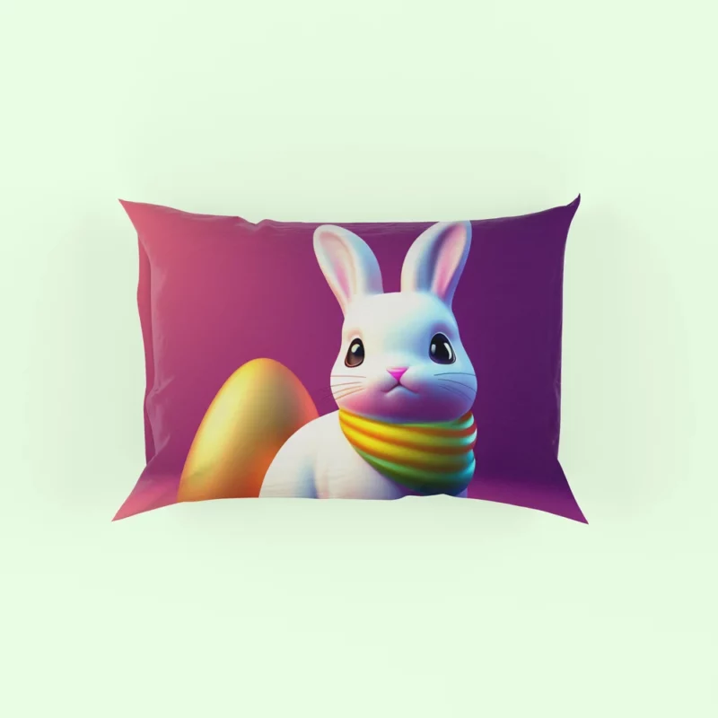 Bunny Wearing Easter Scarf Pillow Case