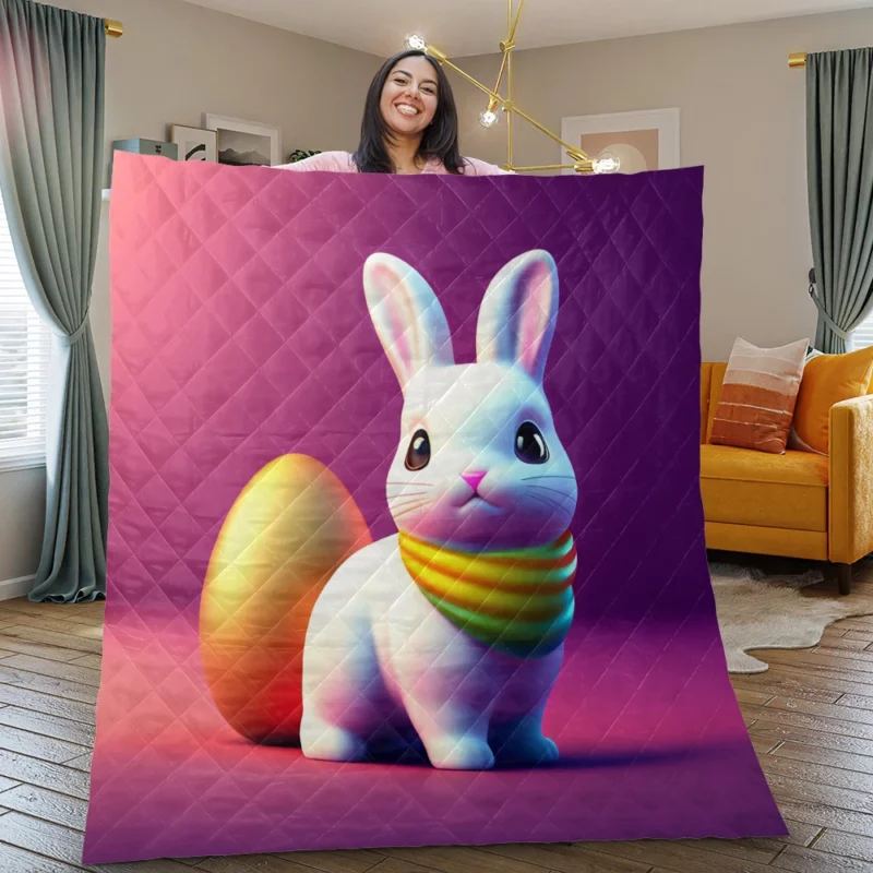 Bunny Wearing Easter Scarf Quilt Blanket