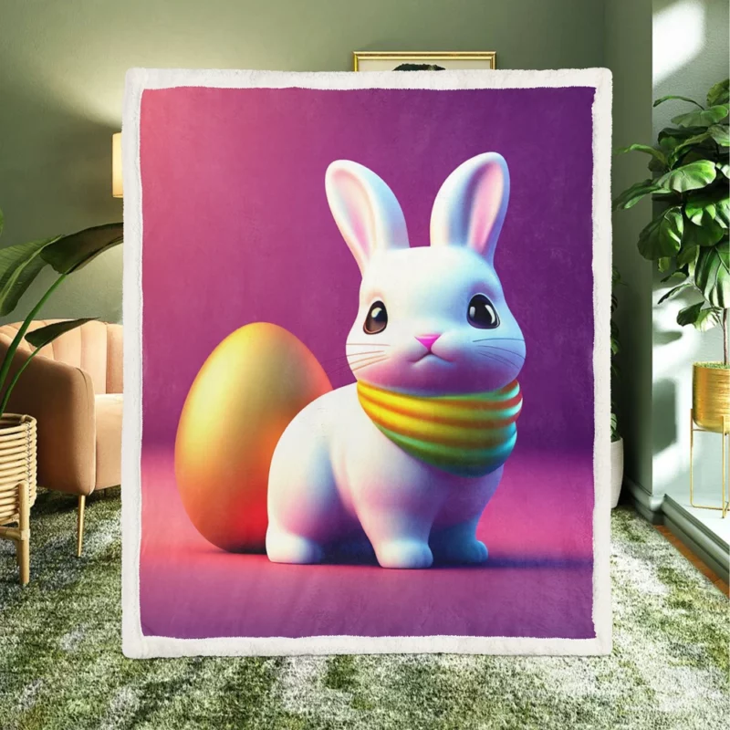 Bunny Wearing Easter Scarf Sherpa Fleece Blanket