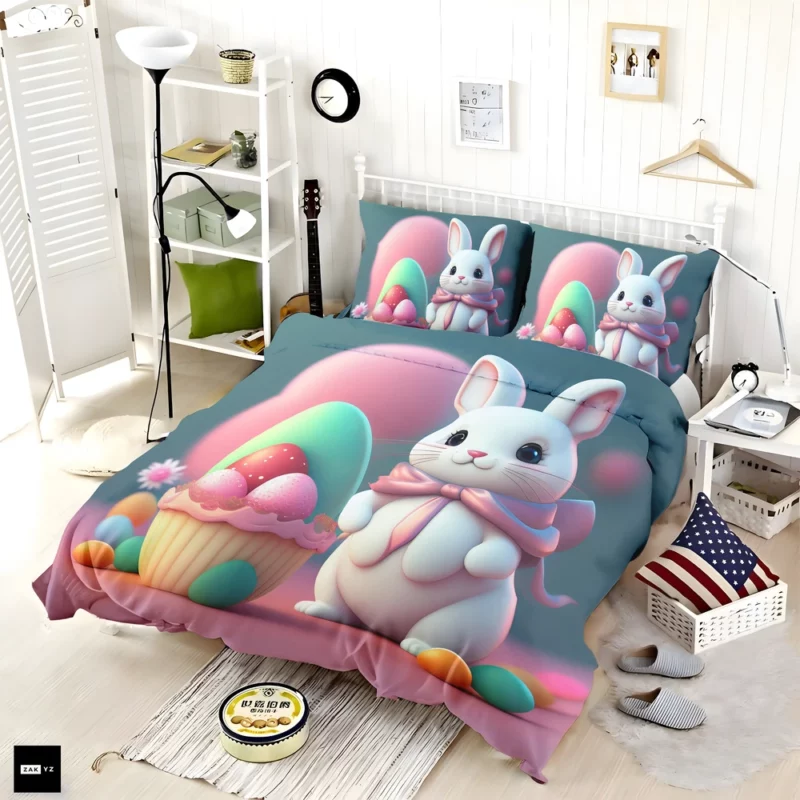 Bunny With Decorated Easter Egg Bedding Set