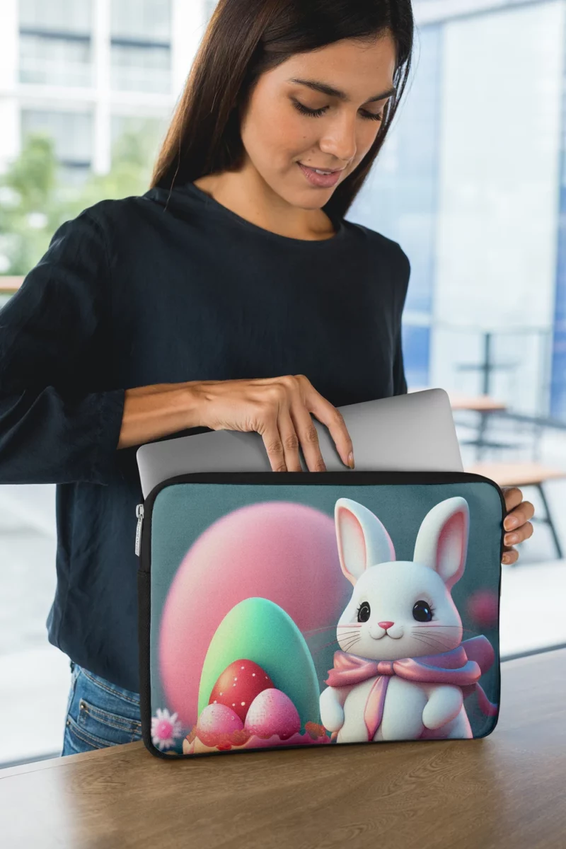 Bunny With Decorated Easter Egg Laptop Sleeve 1