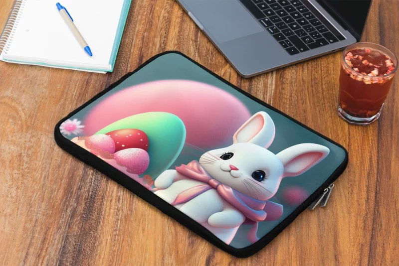 Bunny With Decorated Easter Egg Laptop Sleeve 2