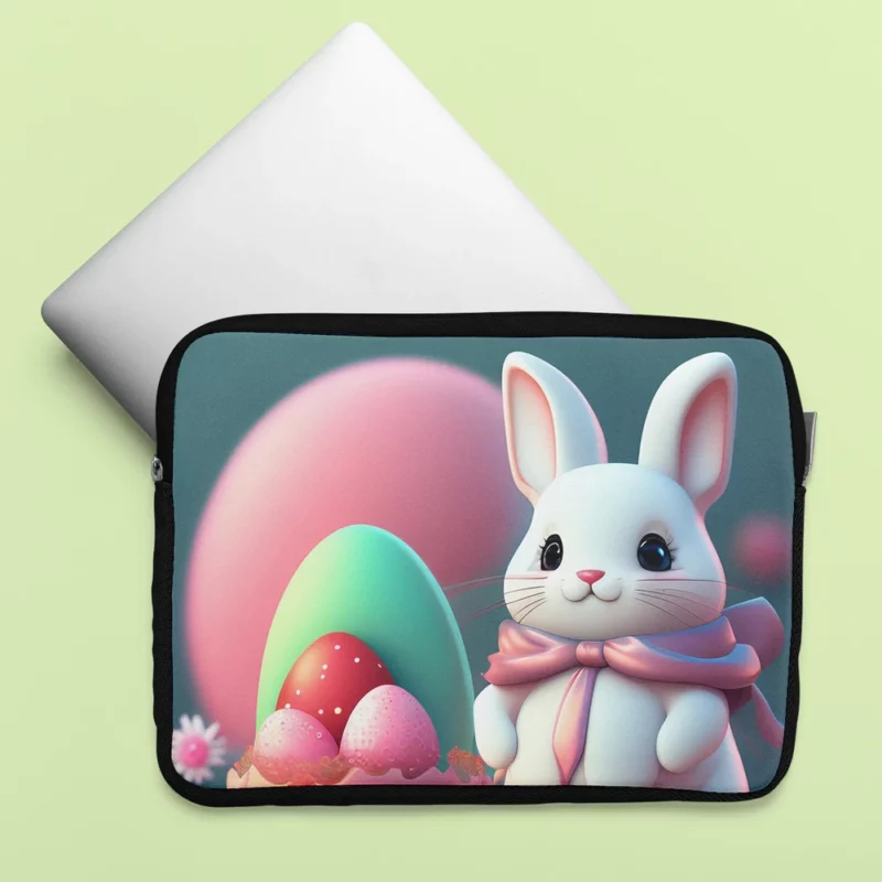 Bunny With Decorated Easter Egg Laptop Sleeve