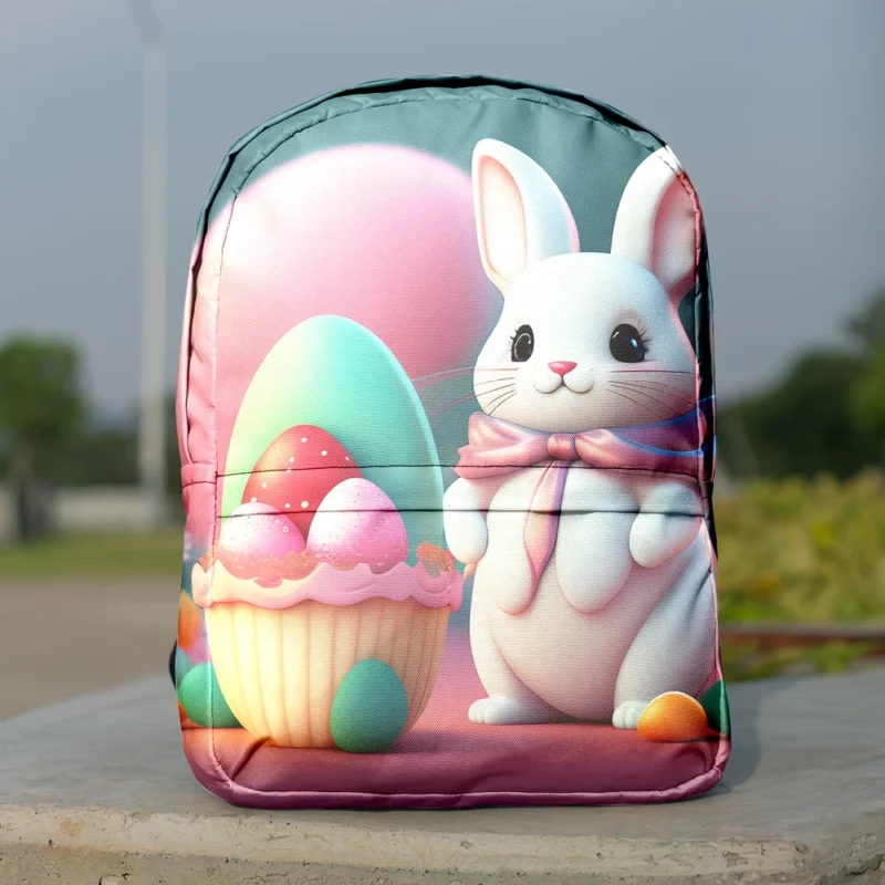 Bunny With Decorated Easter Egg Minimalist Backpack