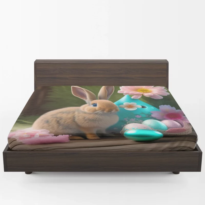 Bunny and Easter Egg Still Life Fitted Sheet 1