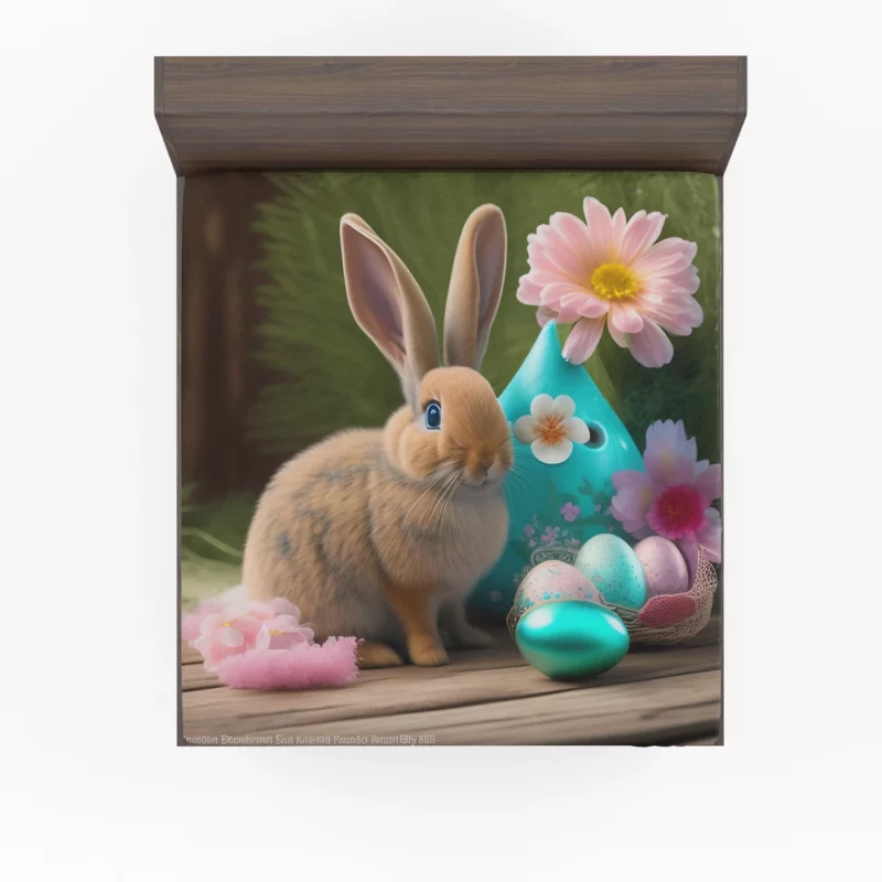 Bunny and Easter Egg Still Life Fitted Sheet