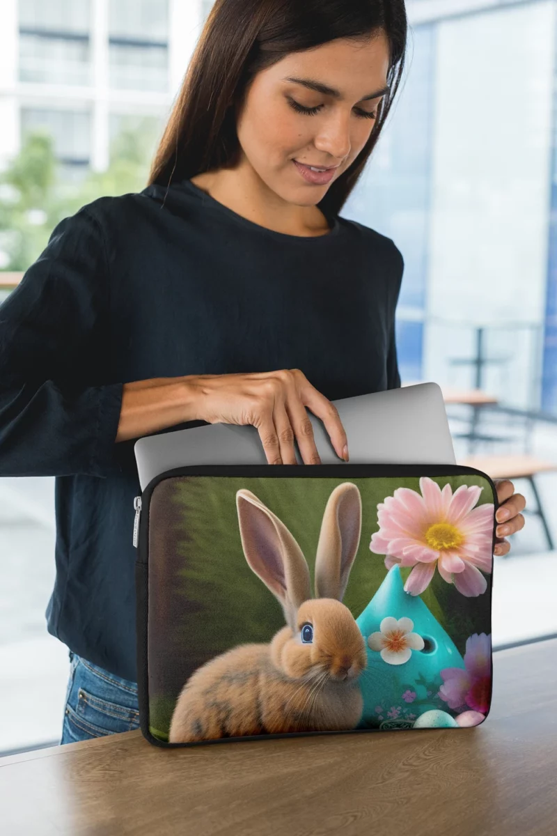 Bunny and Easter Egg Still Life Laptop Sleeve 1