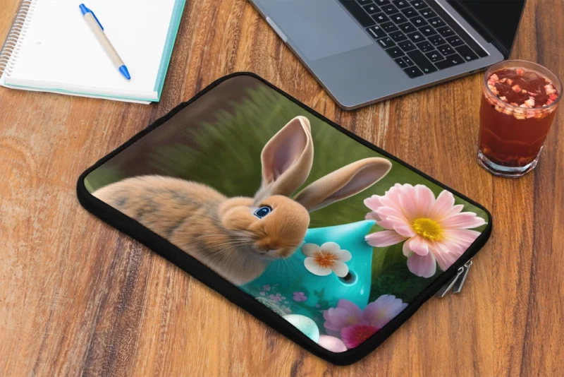 Bunny and Easter Egg Still Life Laptop Sleeve 2