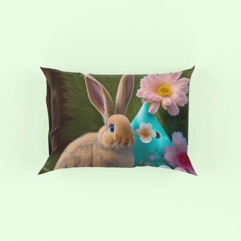 Bunny and Easter Egg Still Life Pillow Case