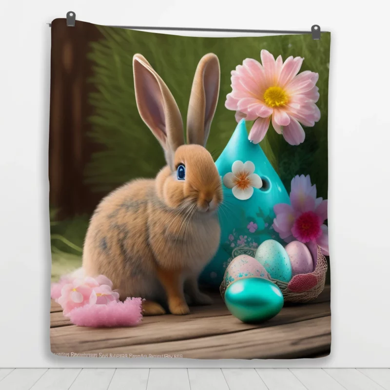 Bunny and Easter Egg Still Life Quilt Blanket 1