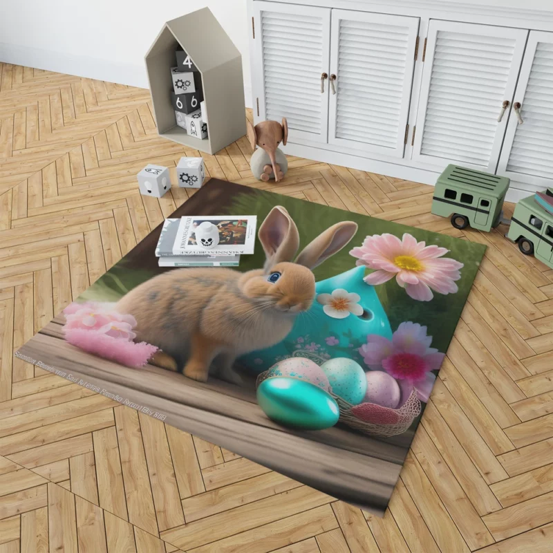 Bunny and Easter Egg Still Life Rug 1