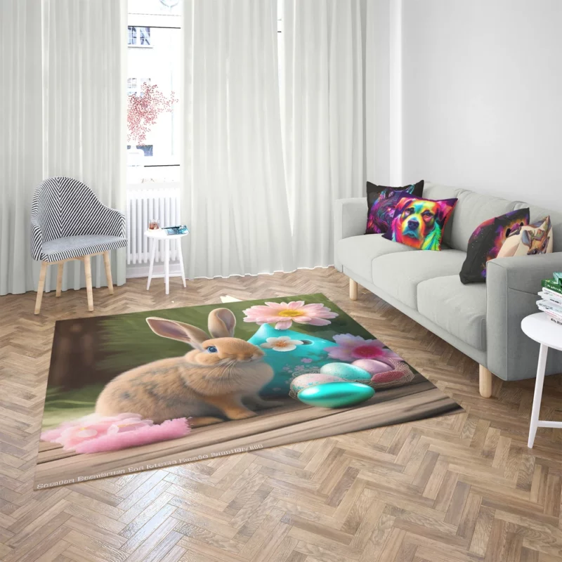 Bunny and Easter Egg Still Life Rug 2