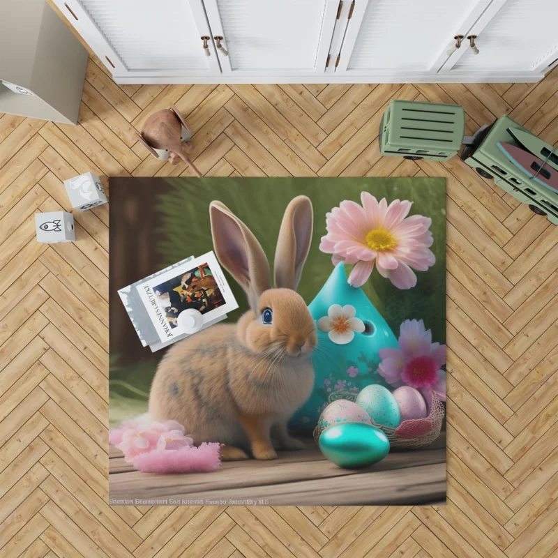 Bunny and Easter Egg Still Life Rug