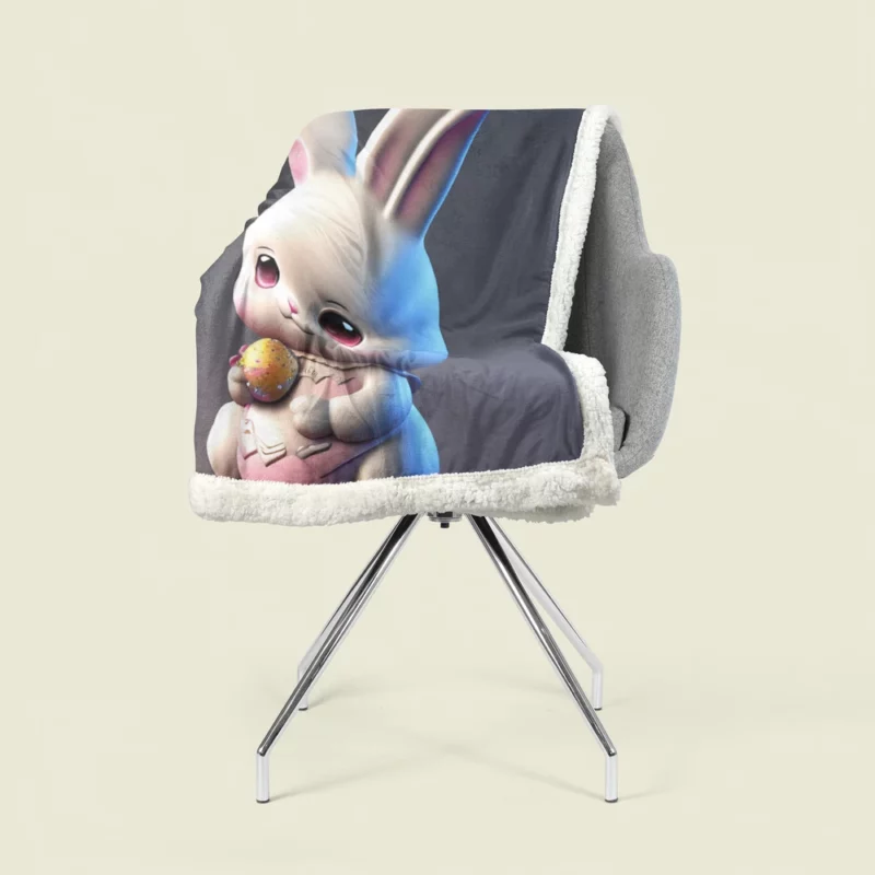 Bunny in Bow on Grey Background Sherpa Fleece Blanket 1