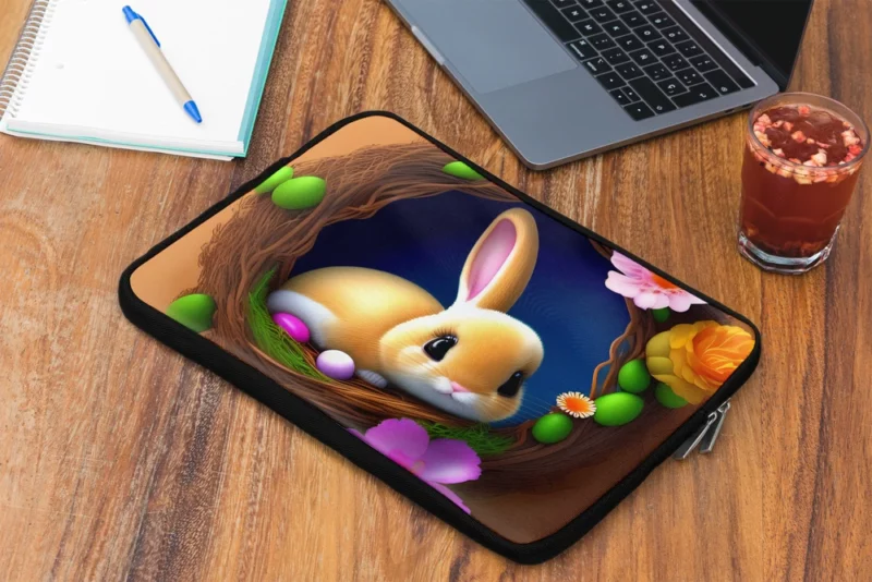 Bunny in Flower Nest Laptop Sleeve 2