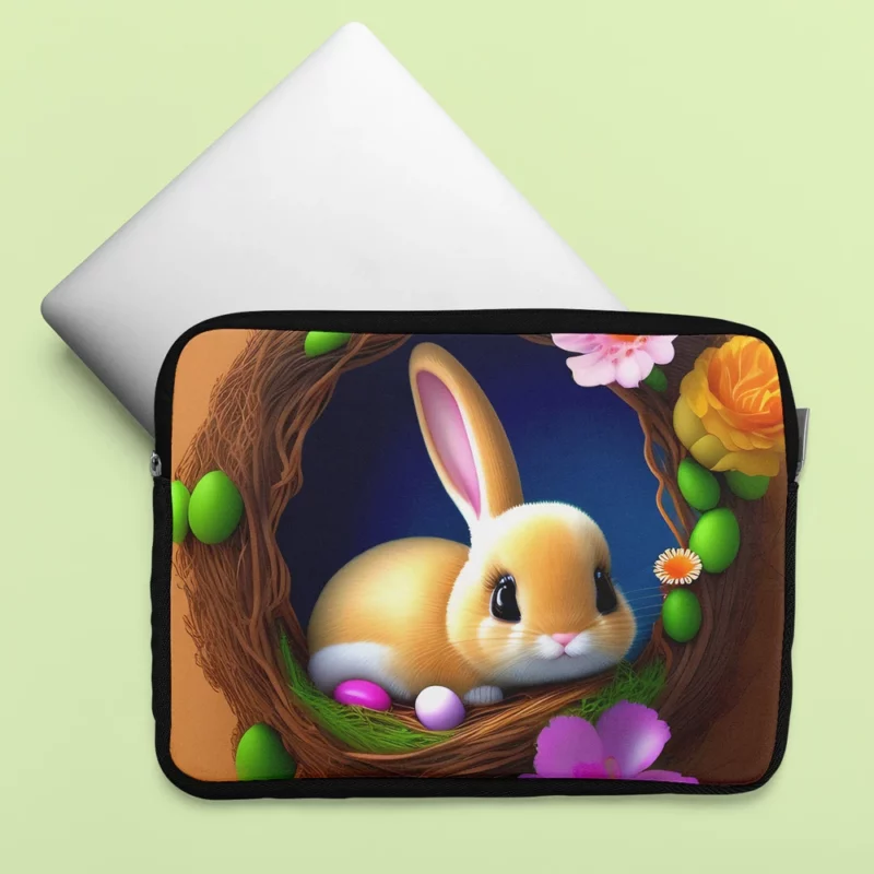 Bunny in Flower Nest Laptop Sleeve