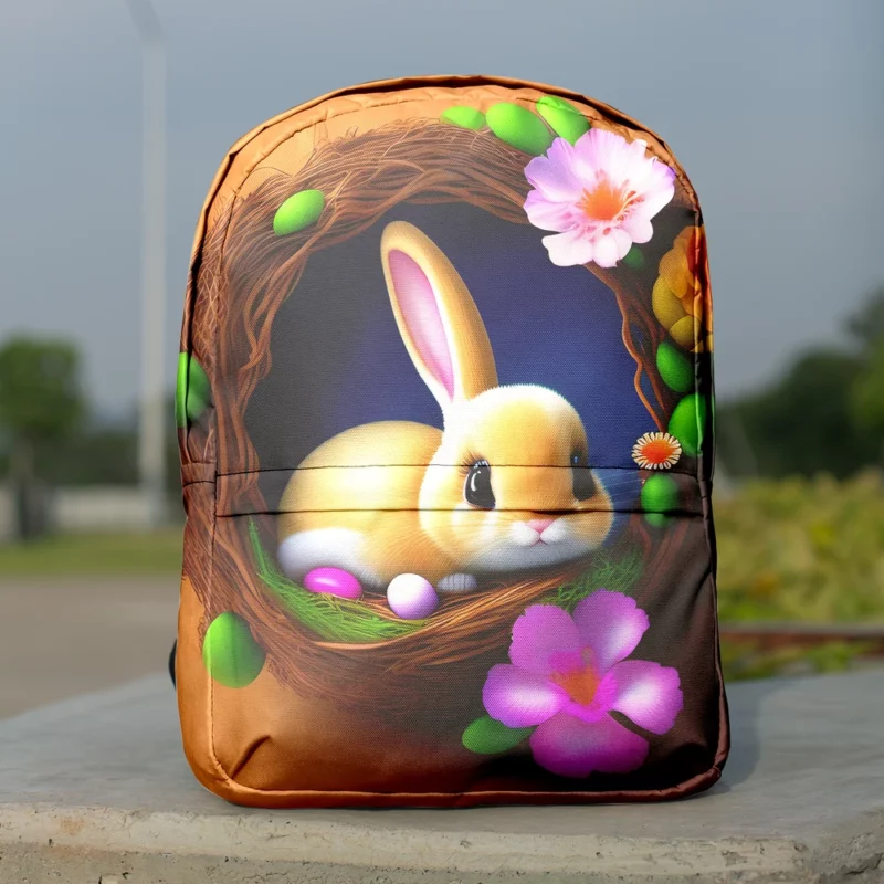 Bunny in Flower Nest Minimalist Backpack