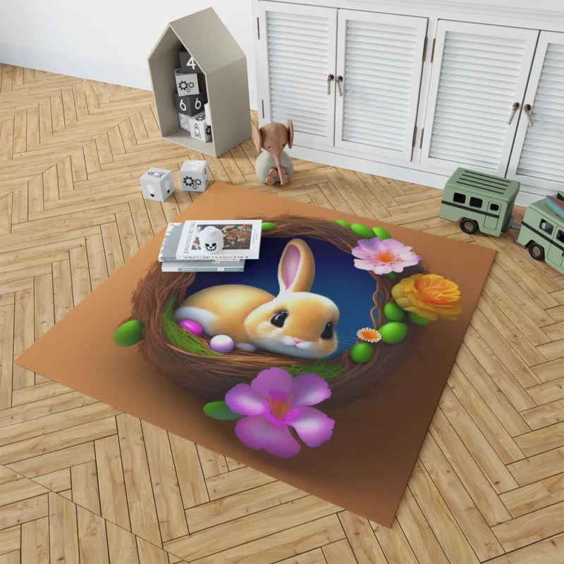 Bunny in Flower Nest Rug 1