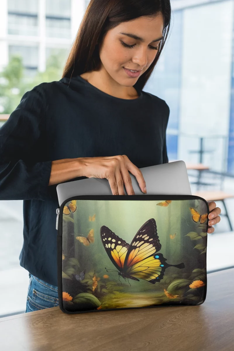 Butterflies in Forest Sunlight Laptop Sleeve 1