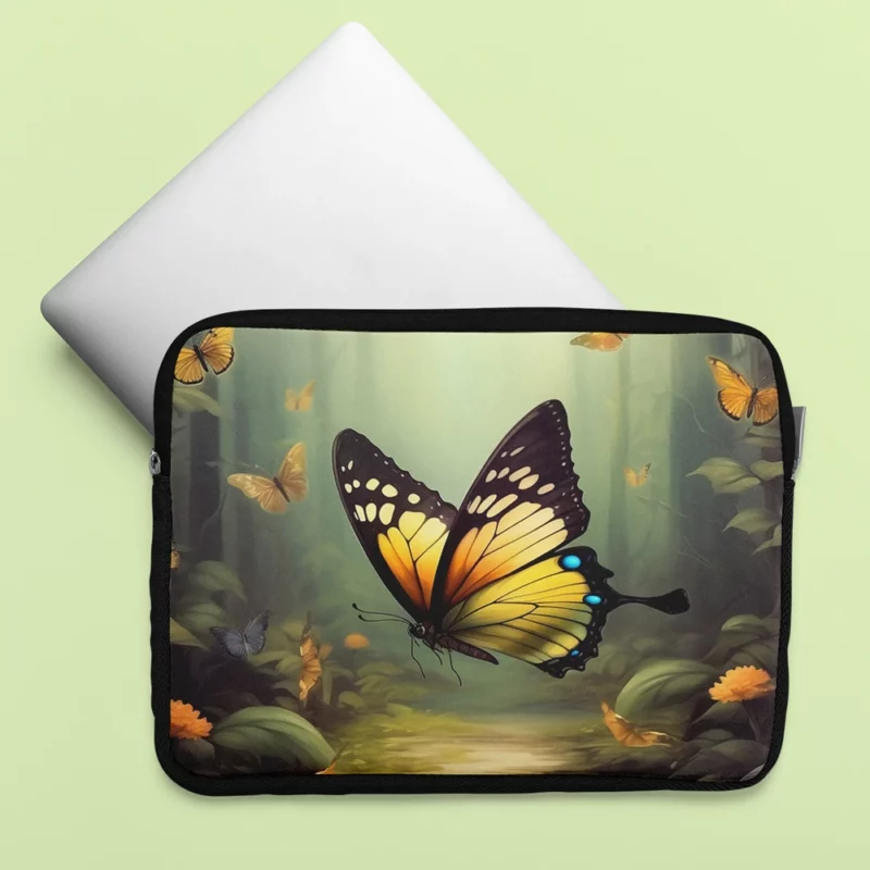 Butterflies in Forest Sunlight Laptop Sleeve