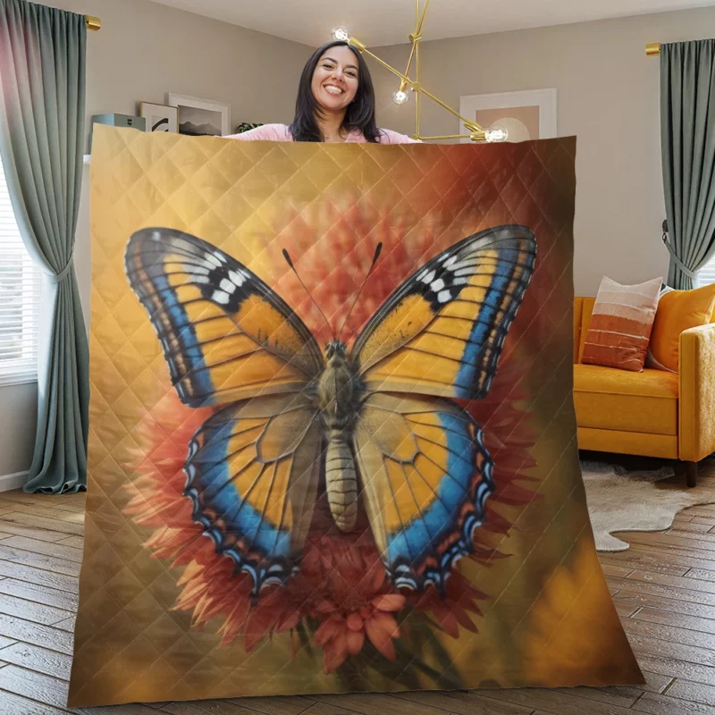 Butterfly Close-Up Portrait Quilt Blanket