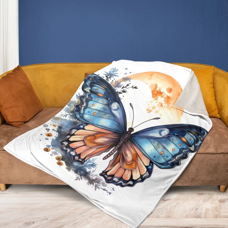 Butterfly Fairytale Illustration Fleece Blanket 1