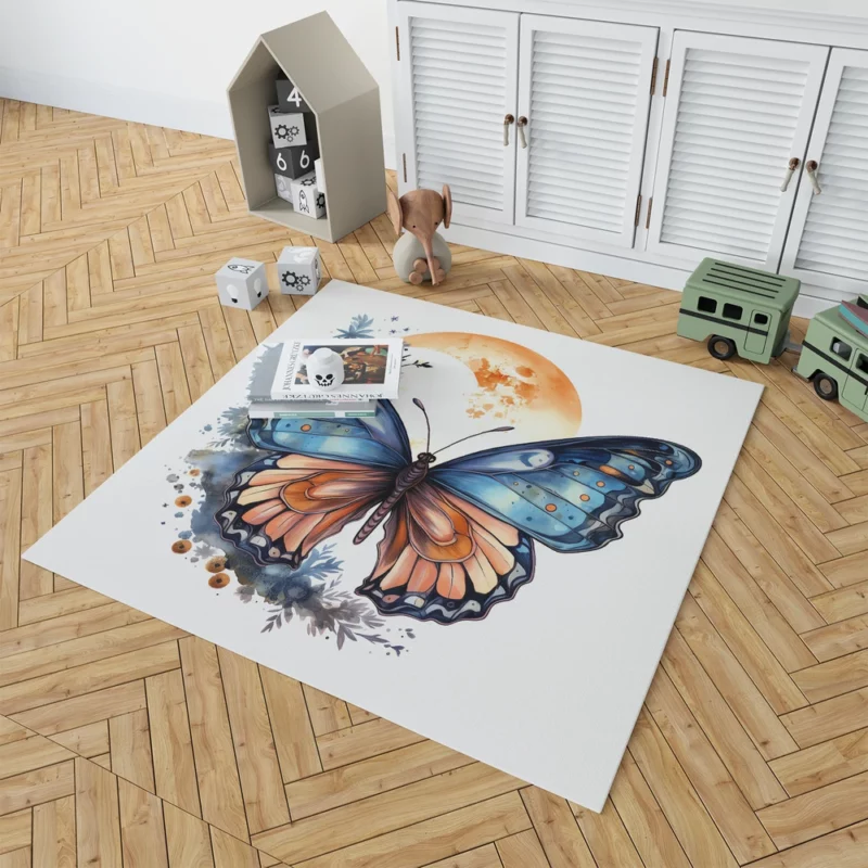 Butterfly Fairytale Illustration Rug 1