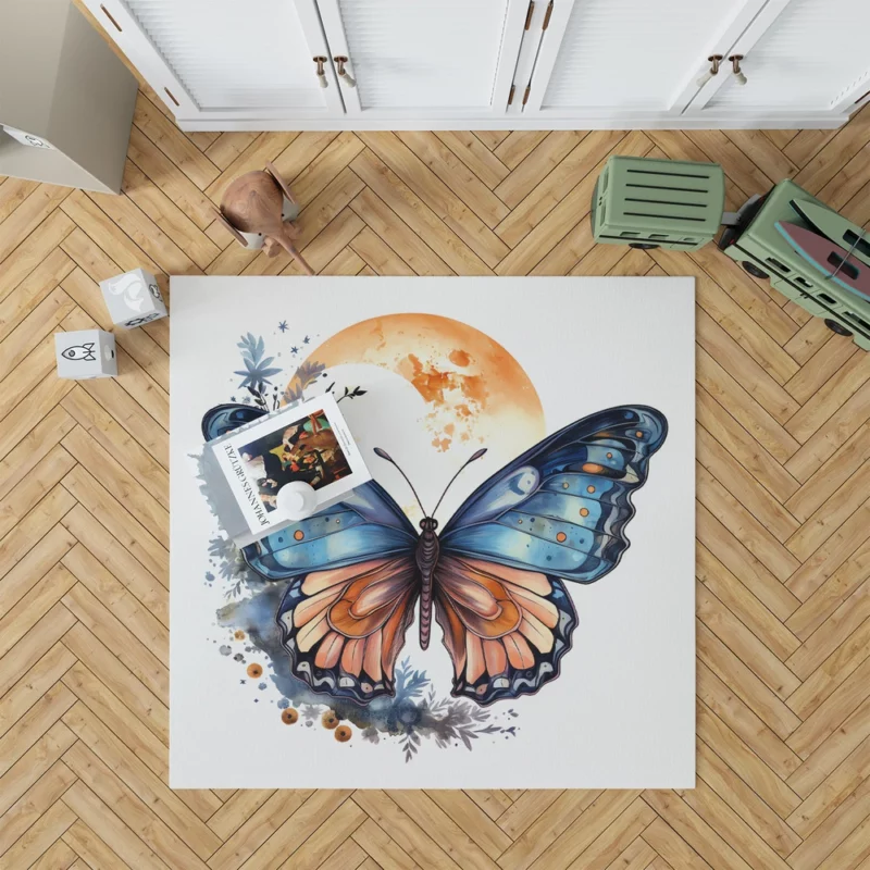 Butterfly Fairytale Illustration Rug