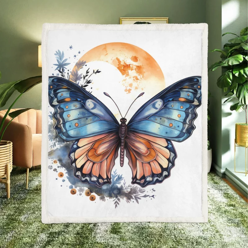 Butterfly Fairytale Illustration Sherpa Fleece Blanket