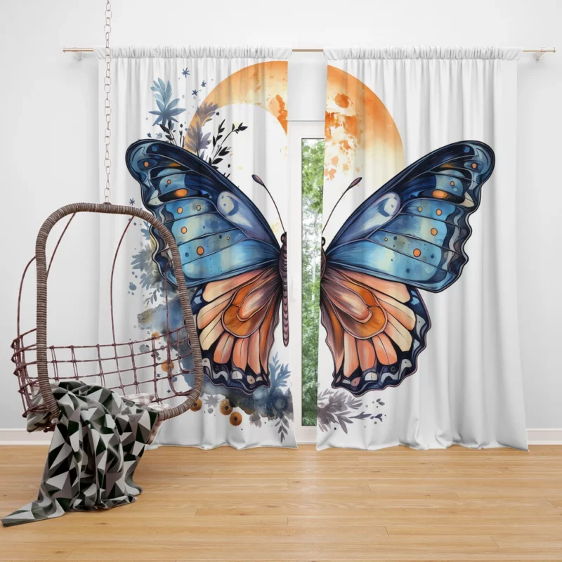 Butterfly Fairytale Illustration Window Curtain