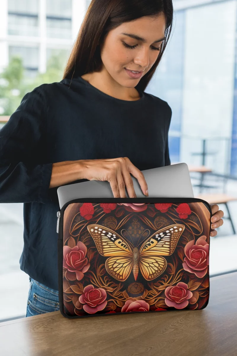 Butterfly With Red Roses Artwork Laptop Sleeve 1