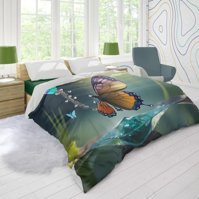 Butterfly in Ecosystem AI Art Duvet Cover