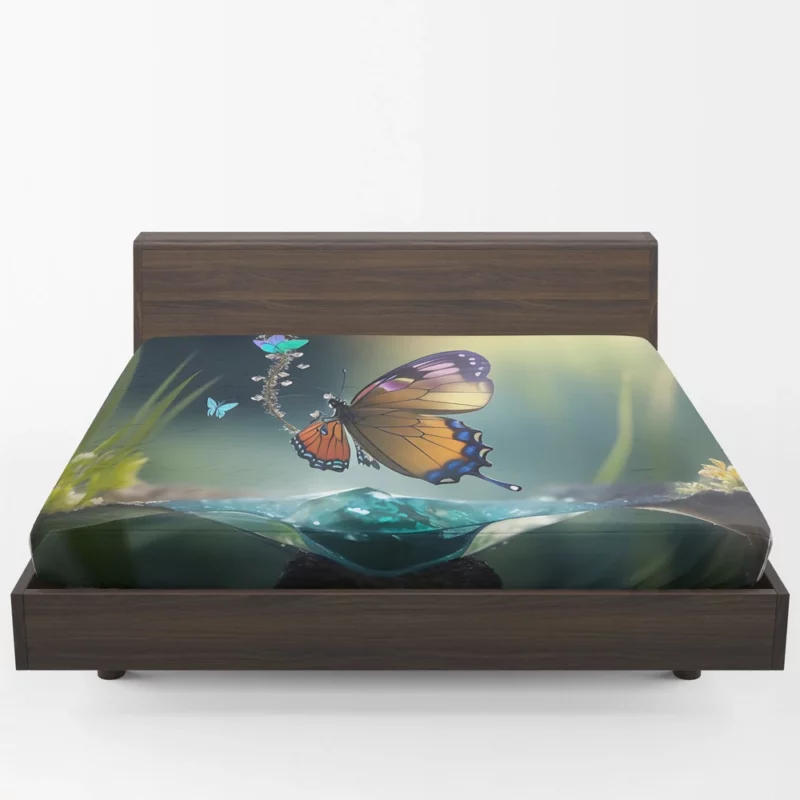 Butterfly in Ecosystem AI Art Fitted Sheet 1