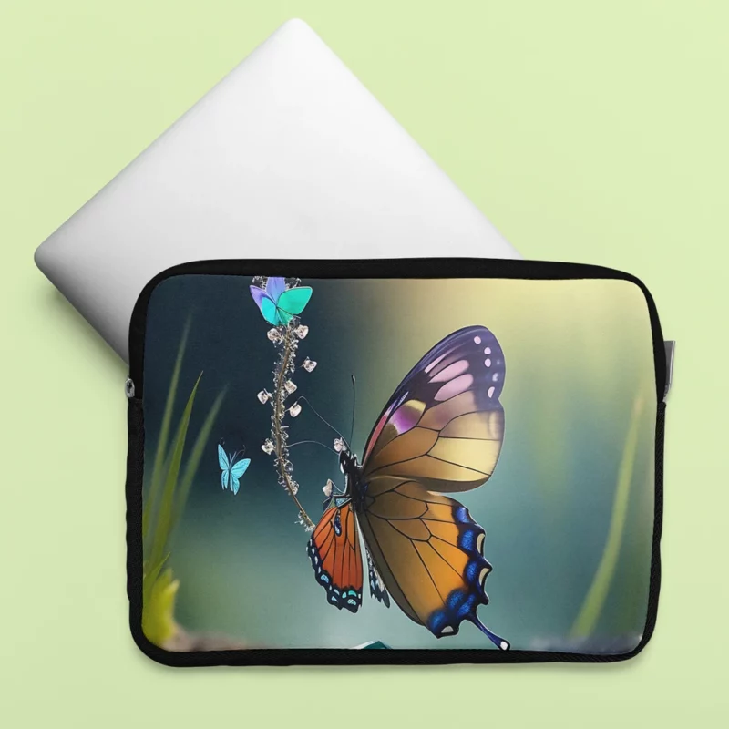 Butterfly in Ecosystem AI Art Laptop Sleeve