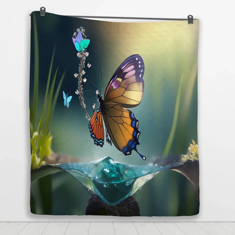 Butterfly in Ecosystem AI Art Quilt Blanket 1