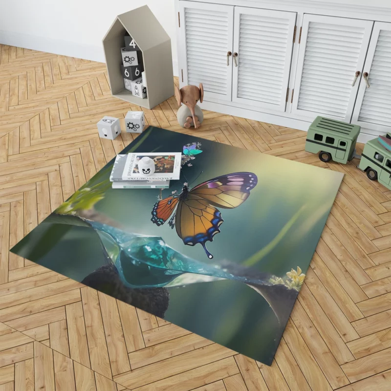 Butterfly in Ecosystem AI Art Rug 1