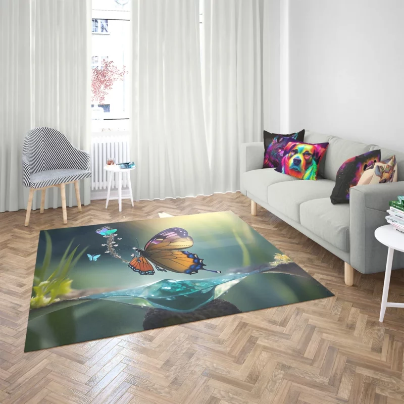 Butterfly in Ecosystem AI Art Rug 2