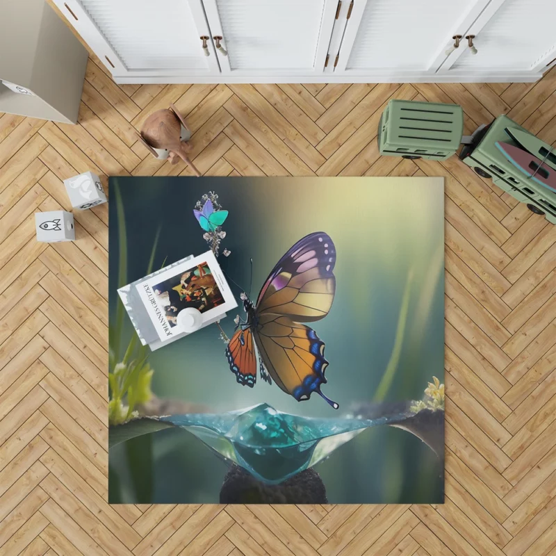 Butterfly in Ecosystem AI Art Rug