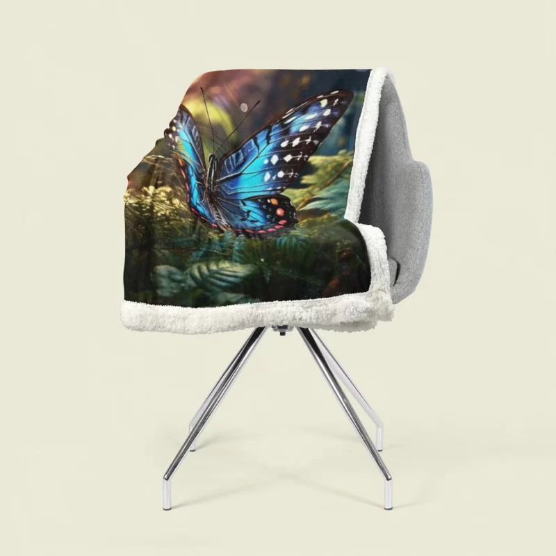 Butterfly in the Flowers Sherpa Fleece Blanket 1