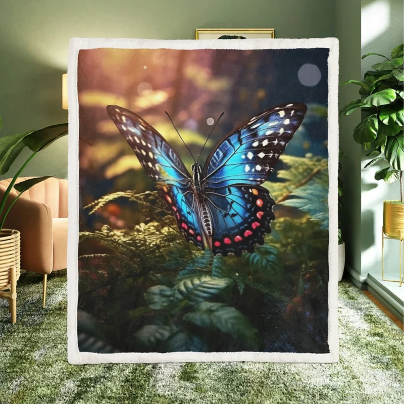 Butterfly in the Flowers Sherpa Fleece Blanket