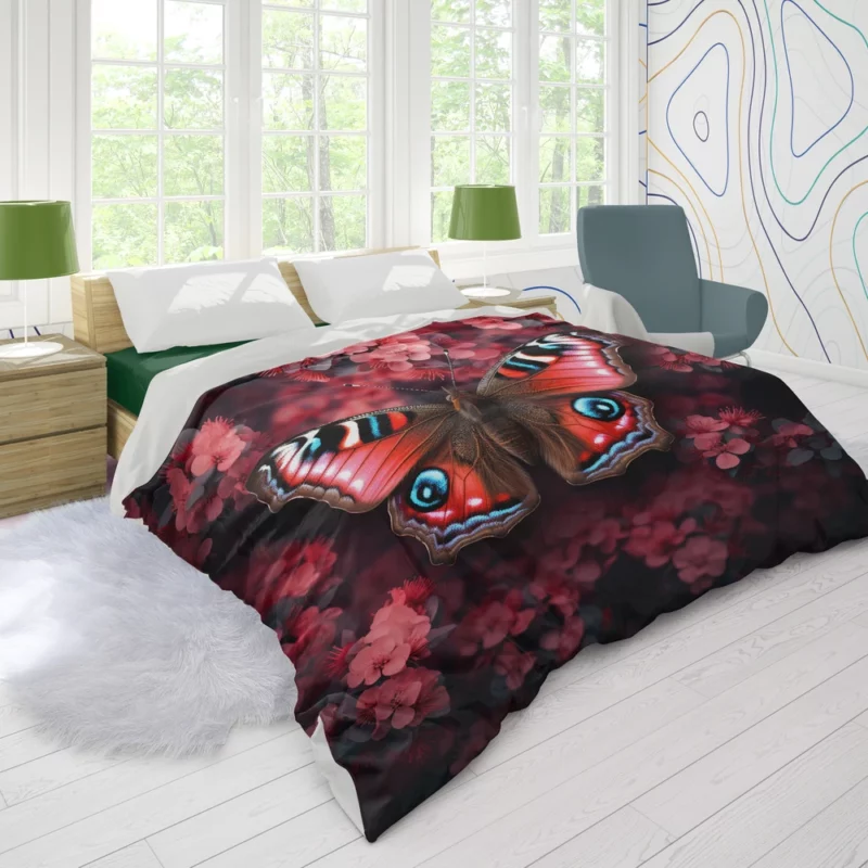 Butterfly on Top of Flower Duvet Cover