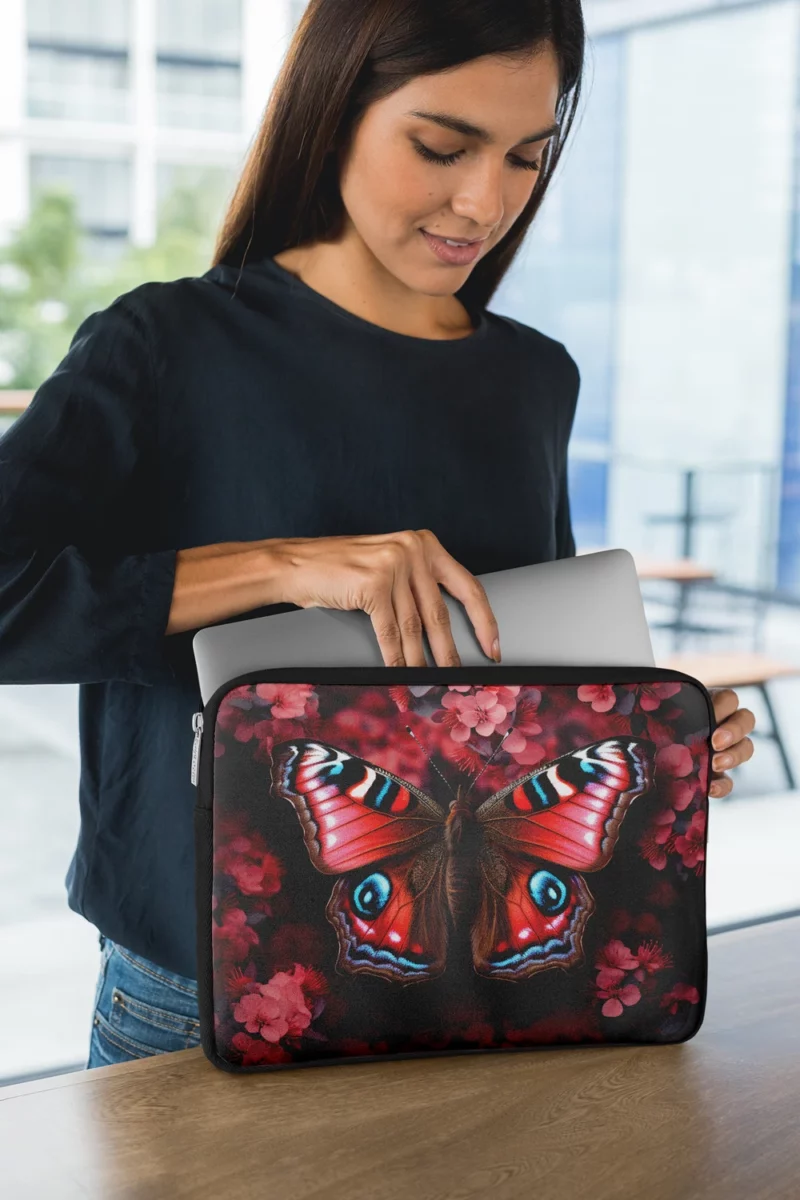 Butterfly on Top of Flower Laptop Sleeve 1