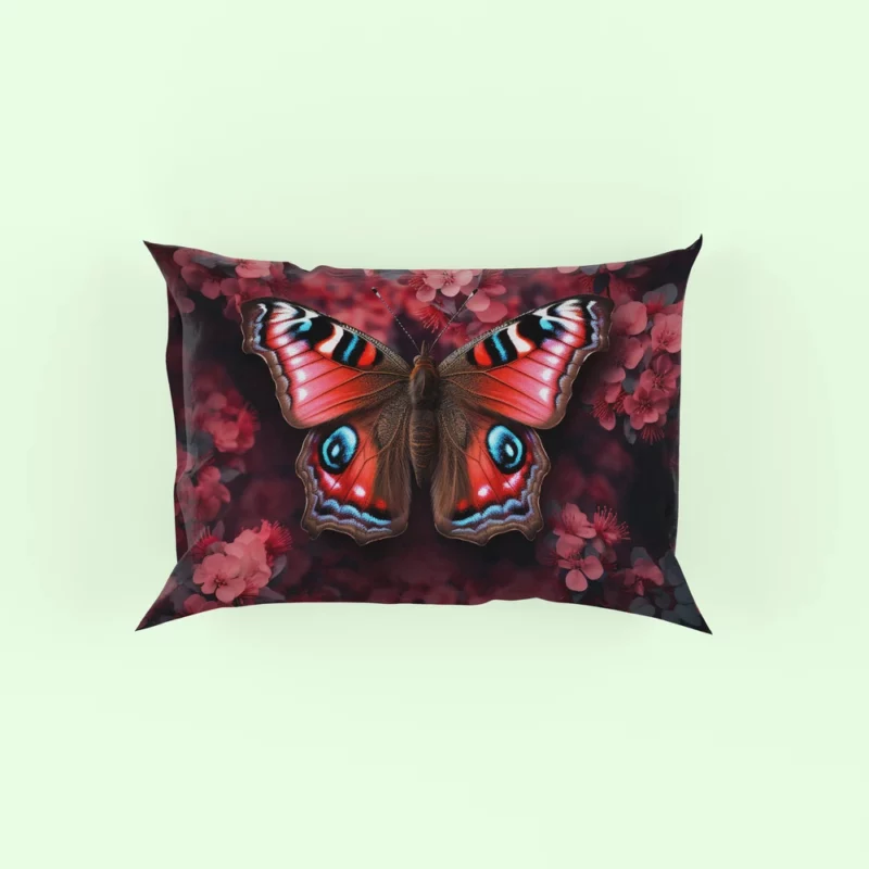 Butterfly on Top of Flower Pillow Case