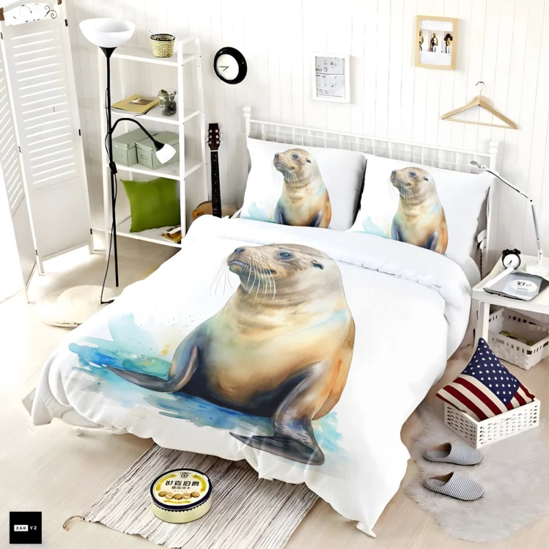 California Sea Lion Painting Bedding Set