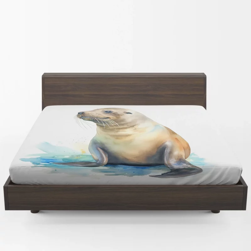 California Sea Lion Painting Fitted Sheet 1