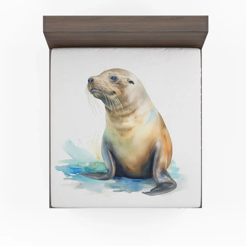 California Sea Lion Painting Fitted Sheet