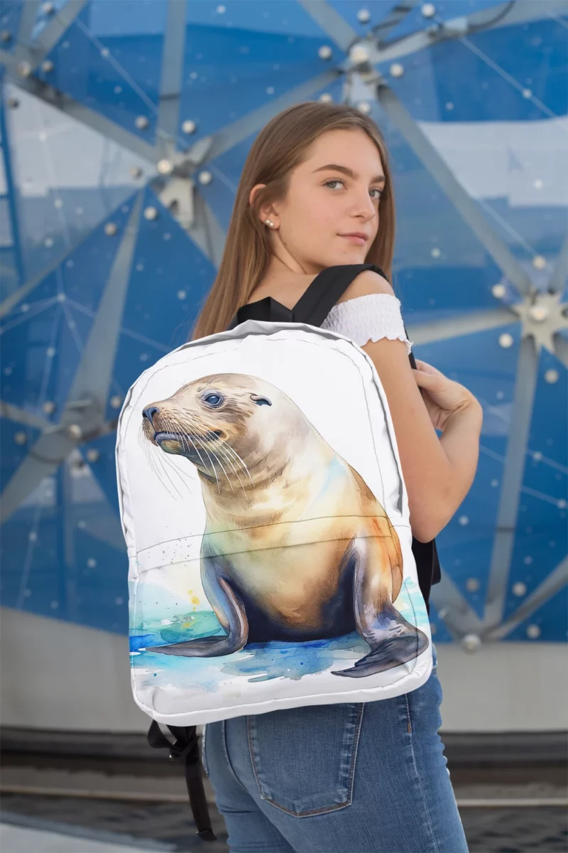 California Sea Lion Painting Minimalist Backpack 2