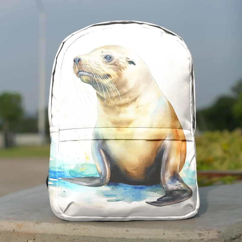 California Sea Lion Painting Minimalist Backpack