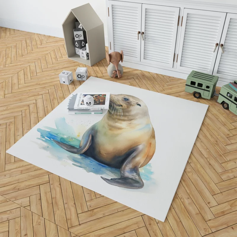 California Sea Lion Painting Rug 1